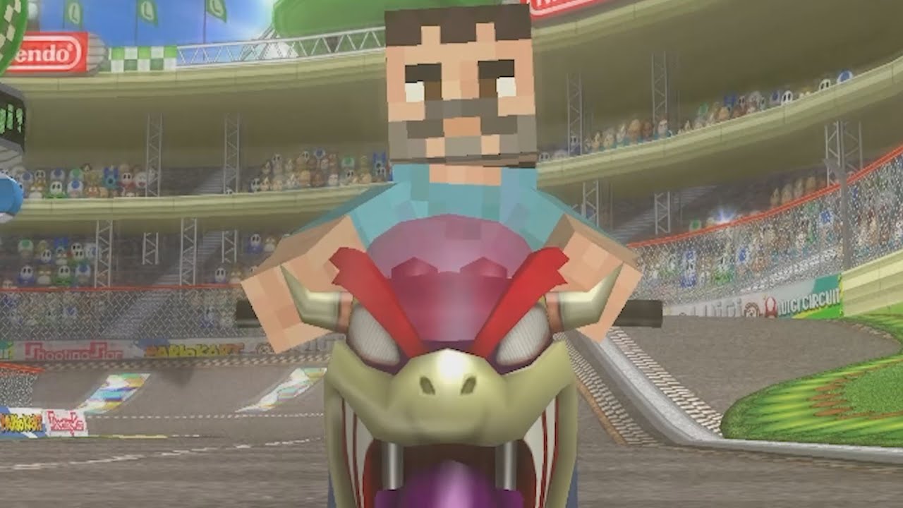 A Minecraft Movie Steve in Mario Kart Wii