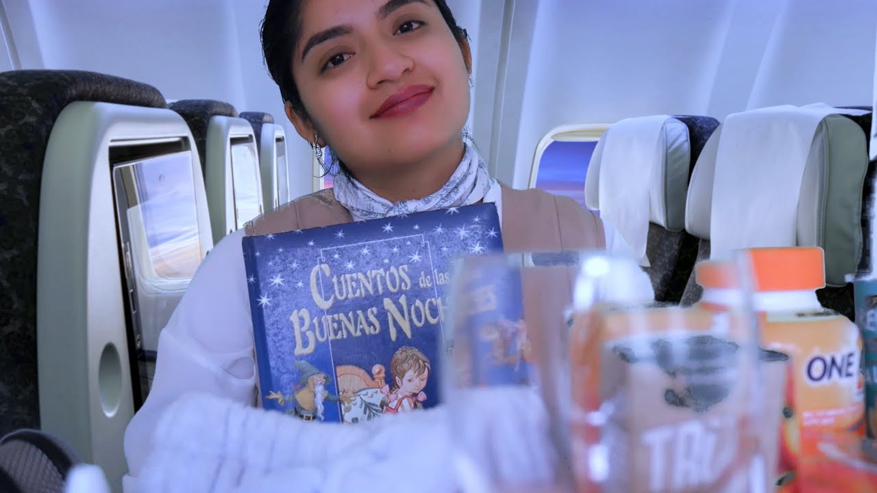 ASMR, Azafata de vuelo, Atencion personal, Soft spoken , Vuelo internacional, masajes faciales.