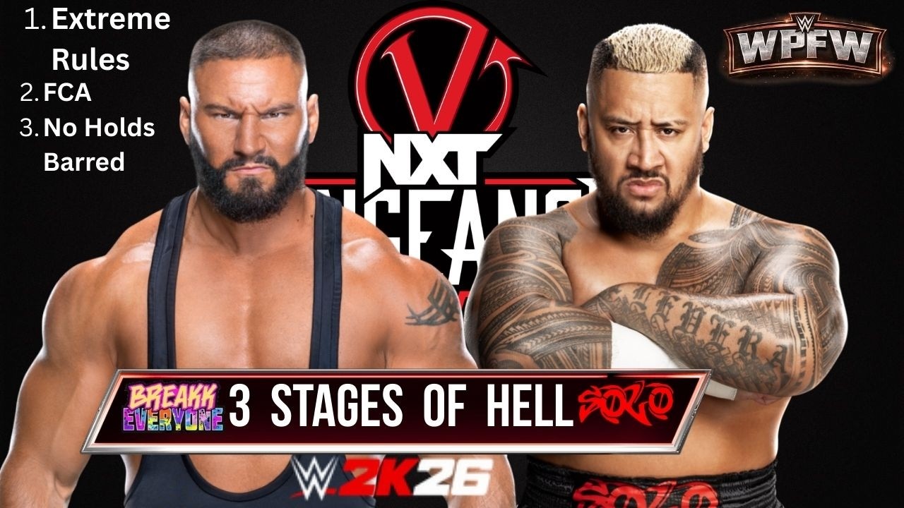 WWE 2K26 Brutality! Bron Breakker vs Solo Sikoa – 3 Stages of Hell | WPFW