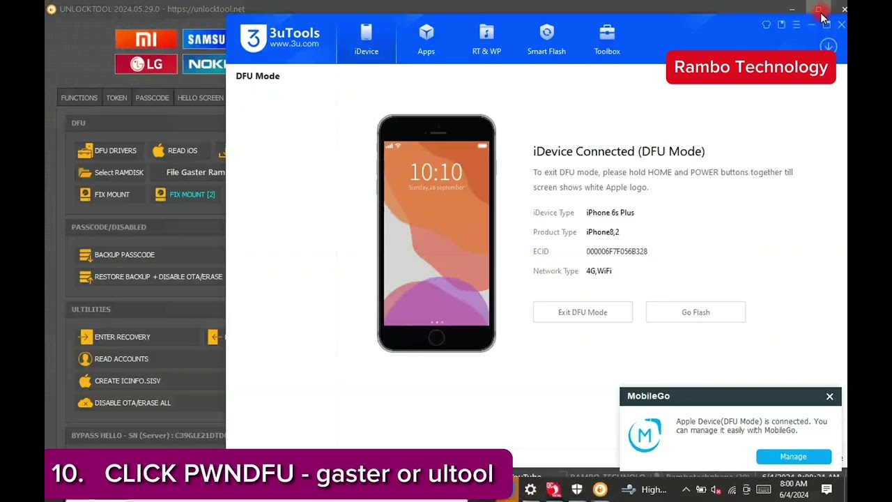 IPhone 6s Plus iOS 15.8 ICloud Bypass with Sim working 100% By UnlockTool, ICloud Locked to owner