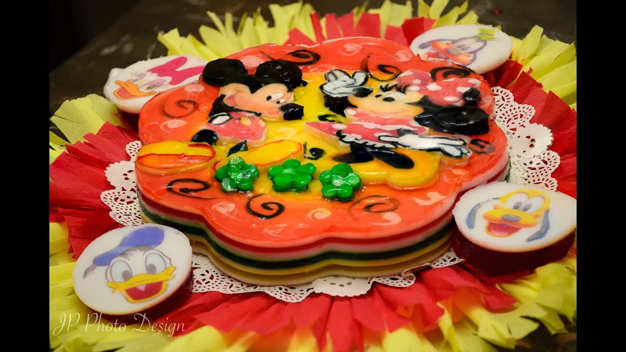 GELATINA INFANTIL DE MICKEY Y MINNIE  ENCAPSULADA EN 3D