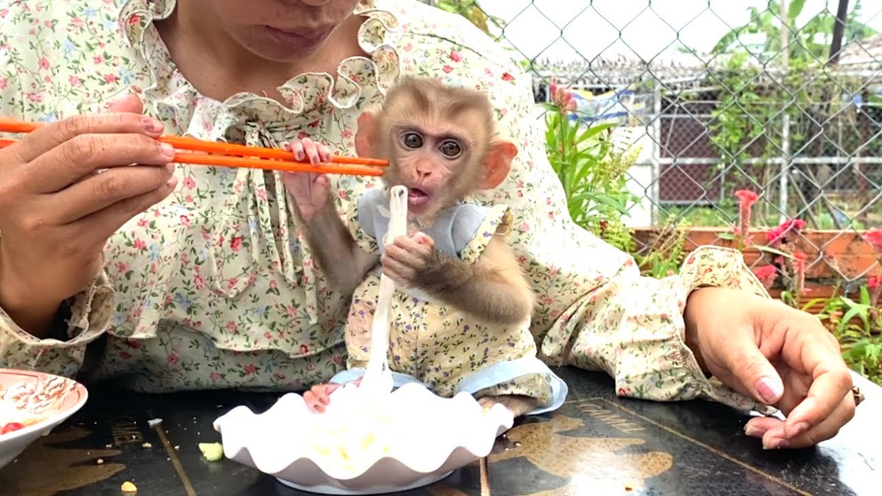So fun!! Little Princess LIORA was very surprised when she Eat delicious noodles with her mom