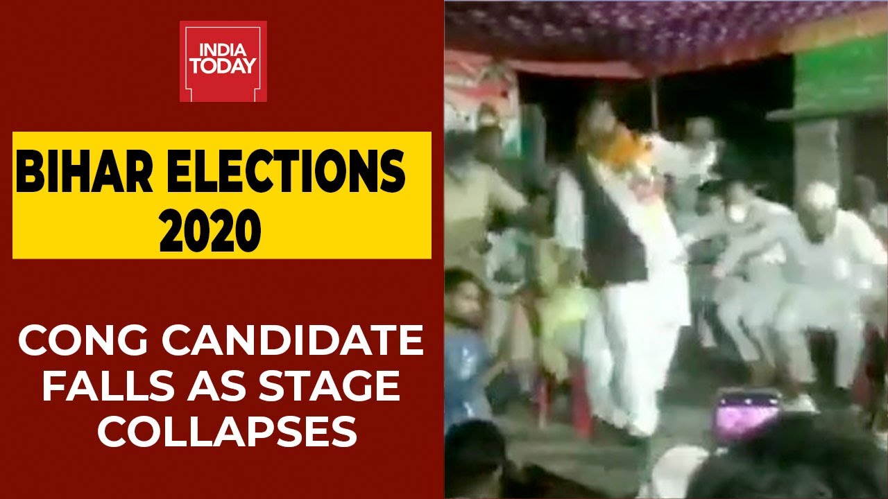 Bihar Elections: Congress Candidate In Darbhanga Falls As Stage Collapses During Political Rally
