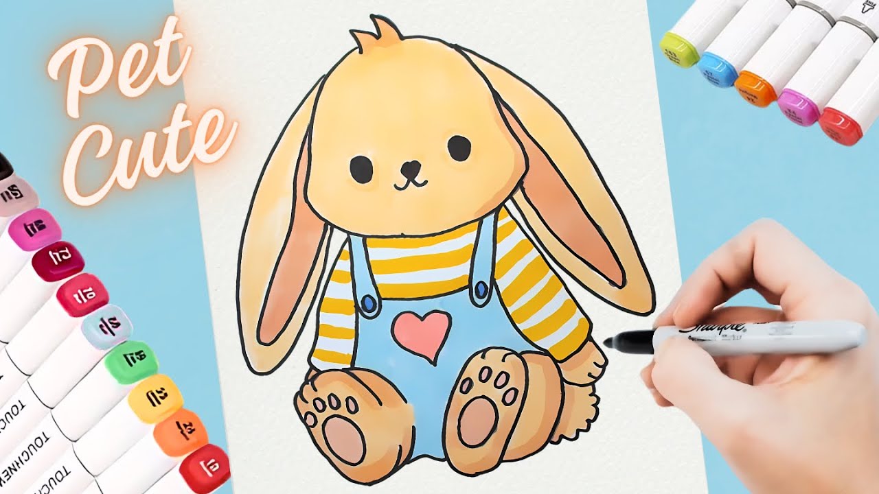 💗SÖT KANIN TITNING: HUR MAN tecknar en SÖT KANIN I KLÄDER (MÅLA MED TOUCH MAKER)