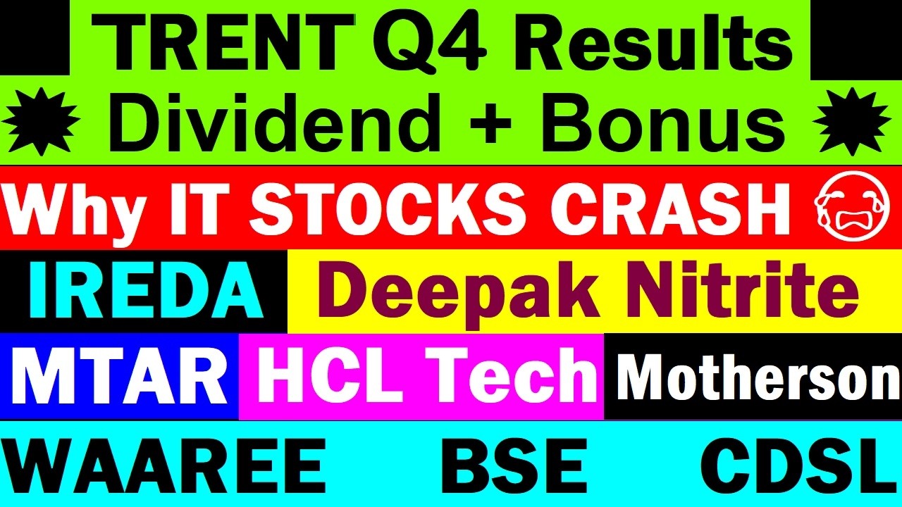 TRENT Q4 Results ( Dividend + Bonus )🔴 IREDA🔴 MTAR🔴 BSE🔴 CDSL🔴 Deepak Nitrite🔴 HCL Tech🔴 Msumi🔴 SMKC