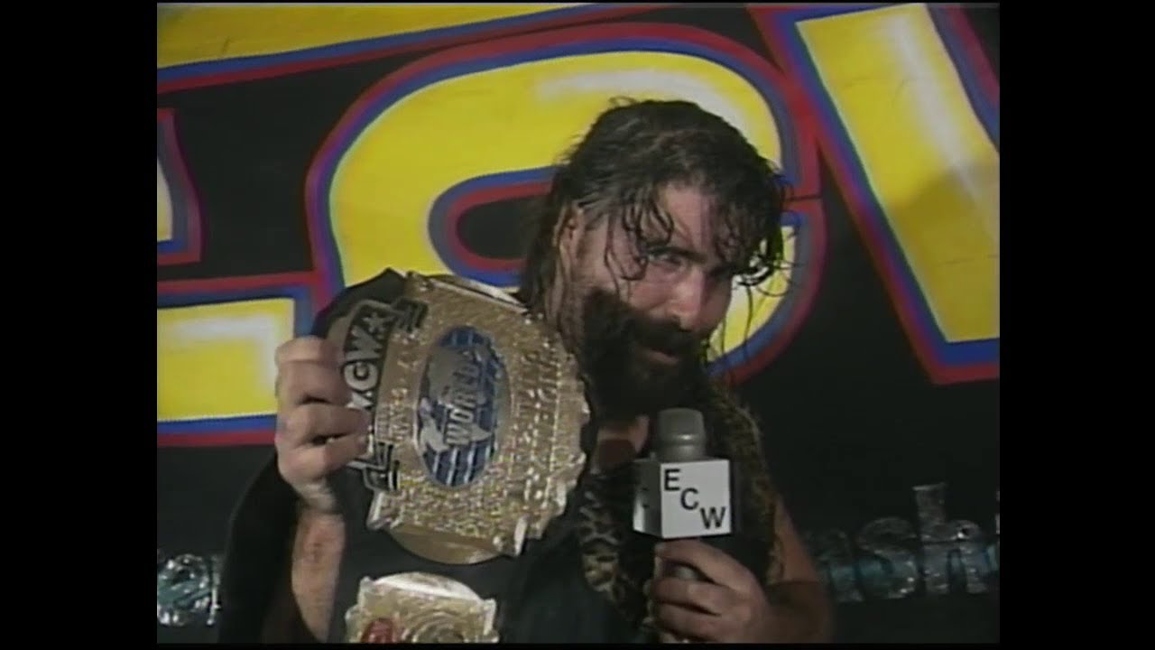 Cactus Jack Spits On & Throws his WCW Tag Title on Ground while in ECW! 1994