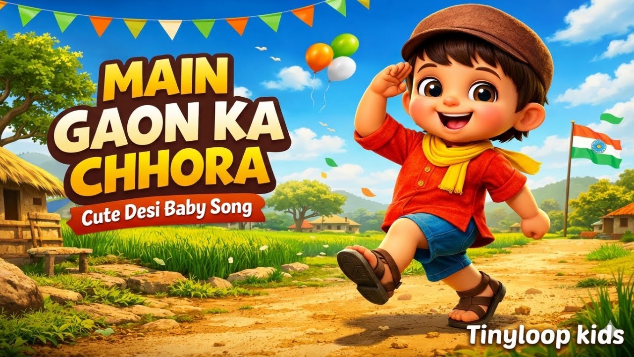 Main Gaon Ka Chhora 👶🌾 | Cute Desi Baby Song | Village Kids Animation | New Kids Song