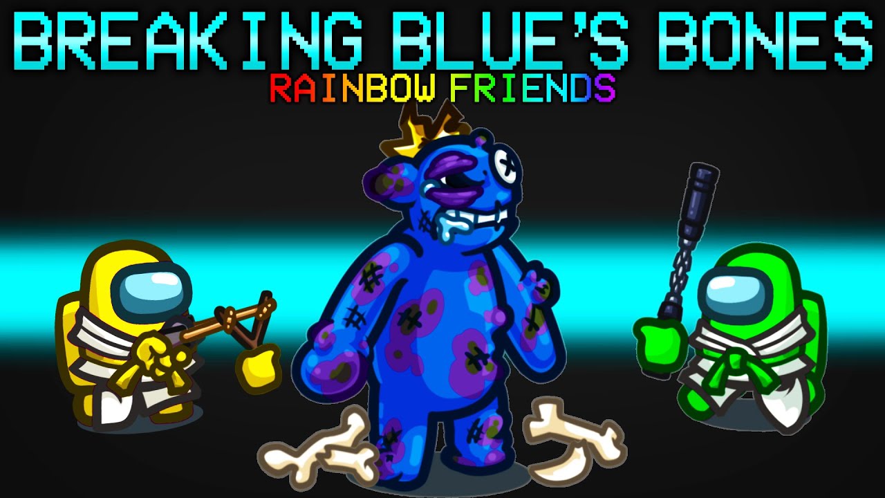 I BEAT UP BLUE in Among Us! [Rainbow Friends Mod]