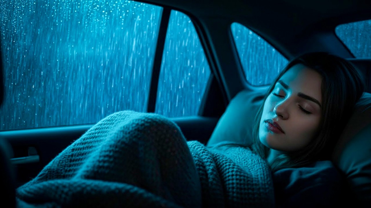 Heavy Rain (3 hrs) Thunder in Car ⛈️ ASMR Rain Sounds for Deep Sleep - Deep Sleep in Cozy car | ASMR