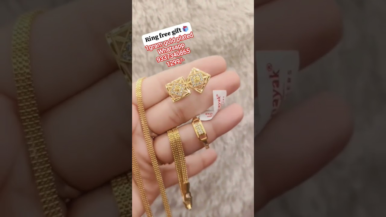 1gram gold plated chain earrings ring collection #dailywearchains #ring #earrings #1grm#chainpendent