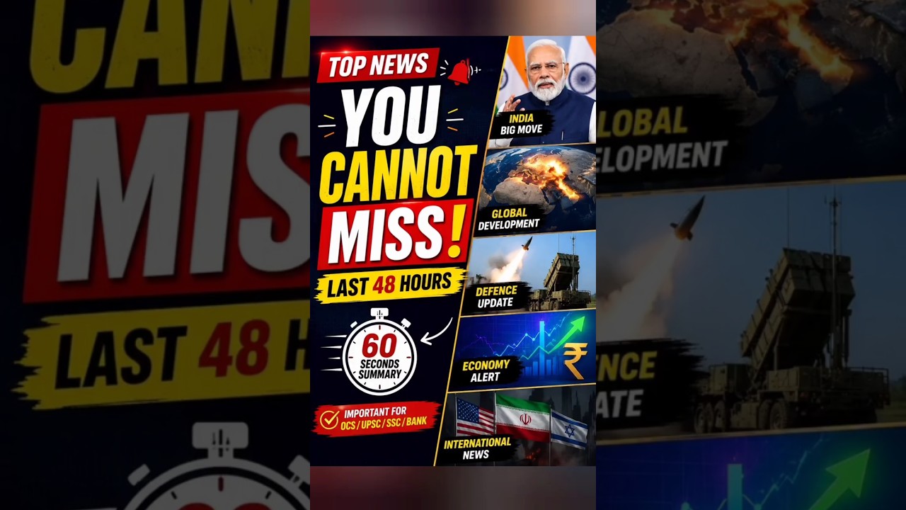Top News You Cannot Miss!Last 48 Hours Current Affairs.#studyiq #opscstudyiq #currentaffairs #shorts