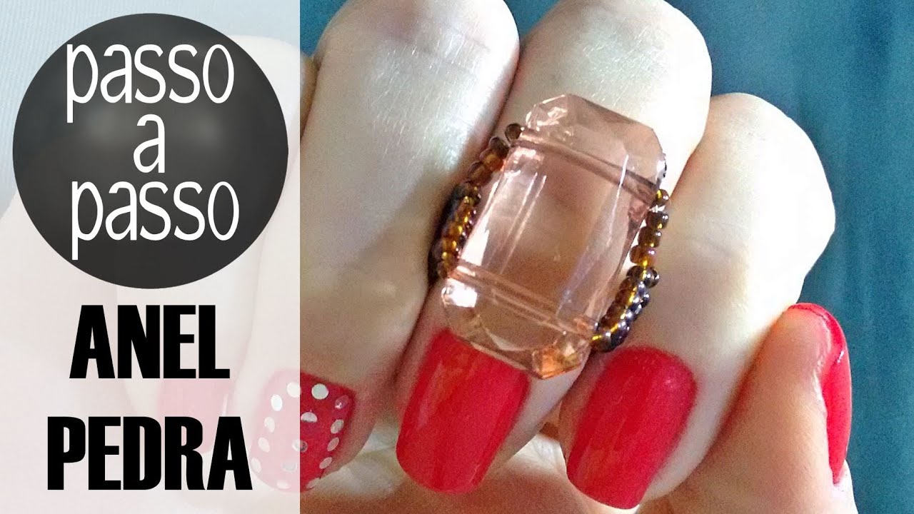 ANEL fácil de fazer com PEDRA e MIÇANGAS