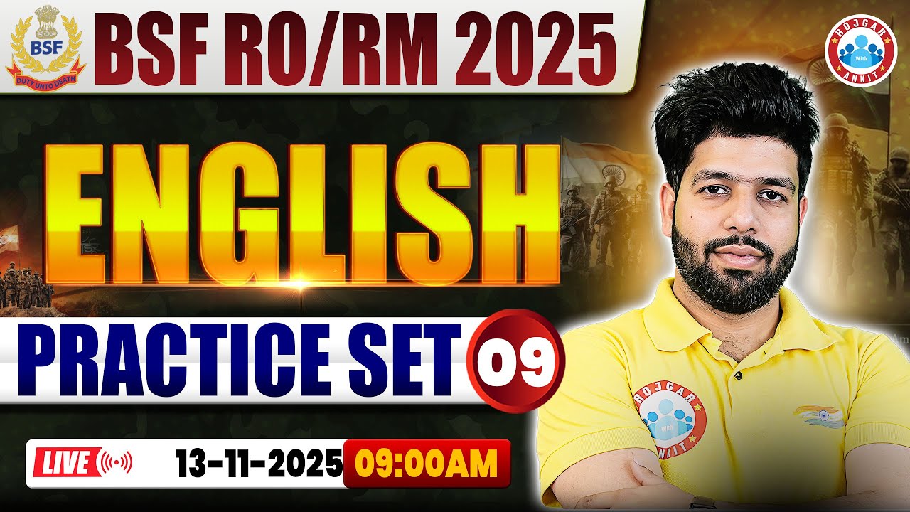 BSF RO/RM English Class | BSF English Practice Set #09 | BSF RO/RM English By Anuj Sir