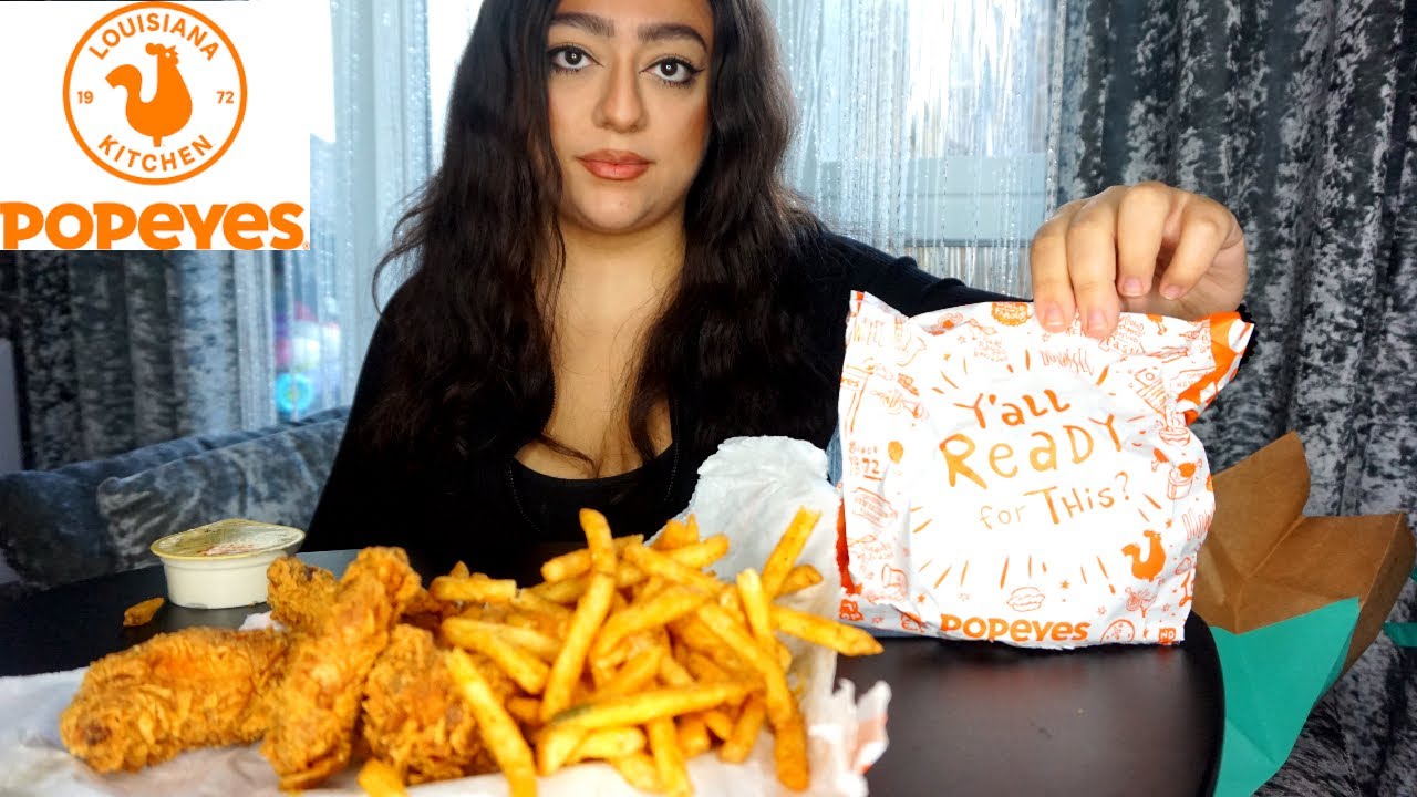 FIRST TIME TRYING UK POPEYES | SPICY CHICKEN SANDWICH | HOT WINGS | MUKBANG
