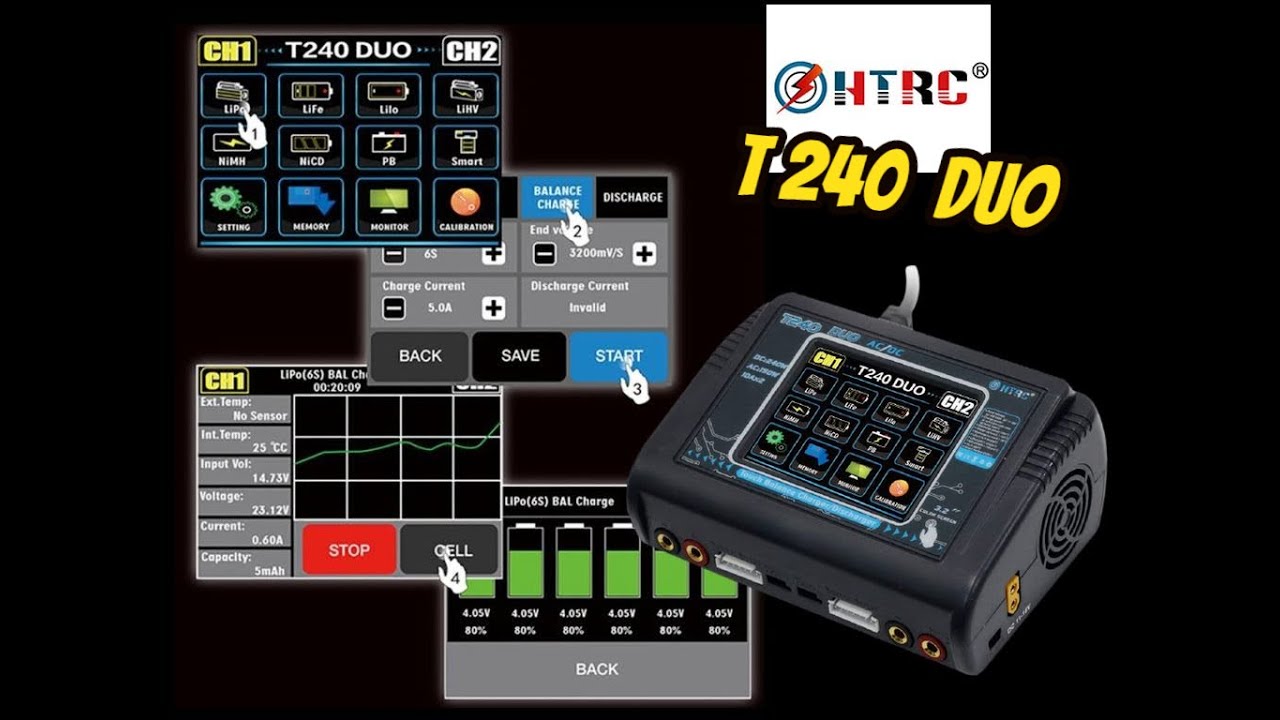 unboxing chargeur lipo HTRC  T240 duo + test