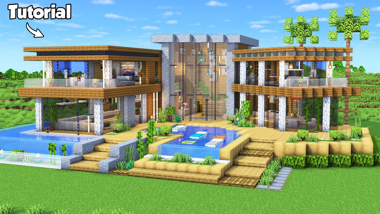 Minecraft: ULTIMATE SURVIVAL HOUSE TUTORIAL (Easy to Follow) #5 - Interior in Description!