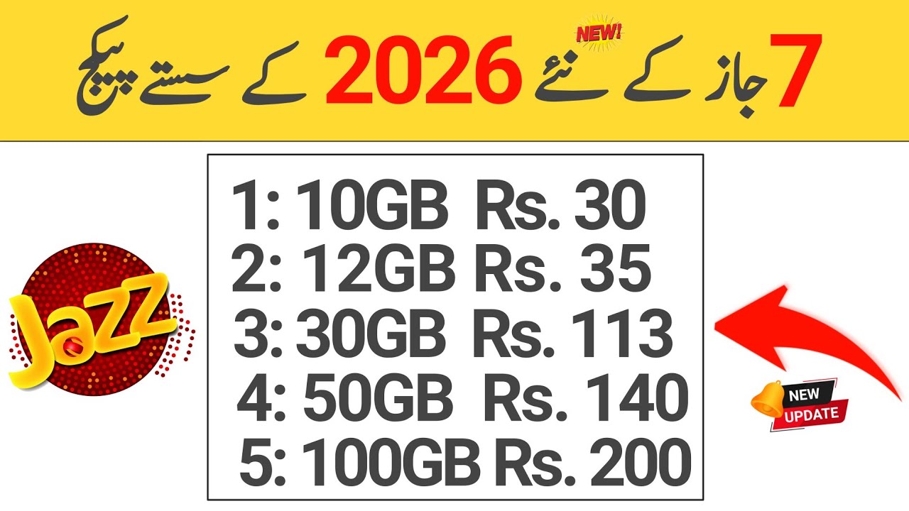 jazz new 7 sasty internet packages 2026 | jazz weekly package | jazz monthly package