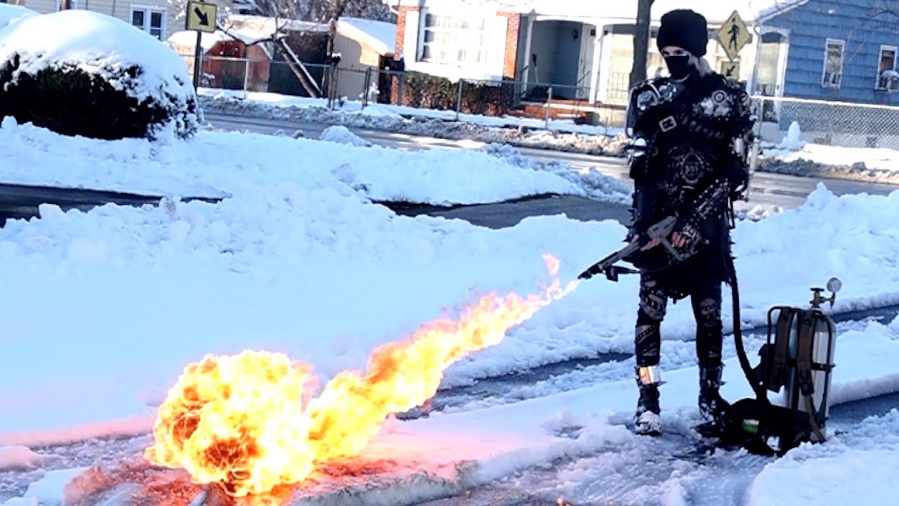 Snowy Driveway VS. Flamethrower (EXTREMELY DANGEROUS)