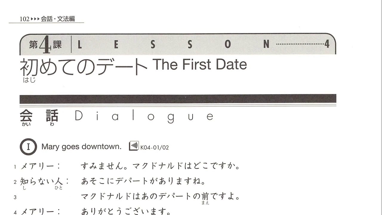 Genki textbook lesson 4 The first date Dialogue and vocabulary