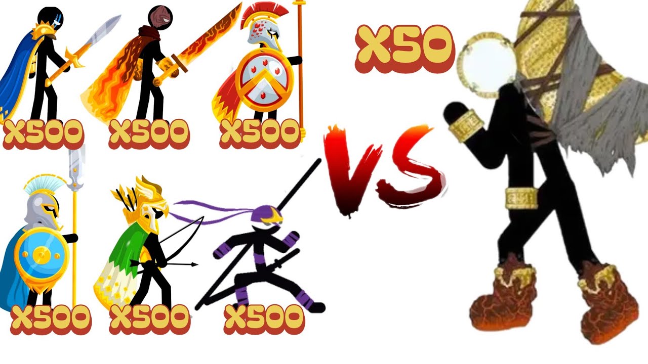 All Generals X500 VS X50 Lunarclops☠️⚔️| STICK WAR SAGA 