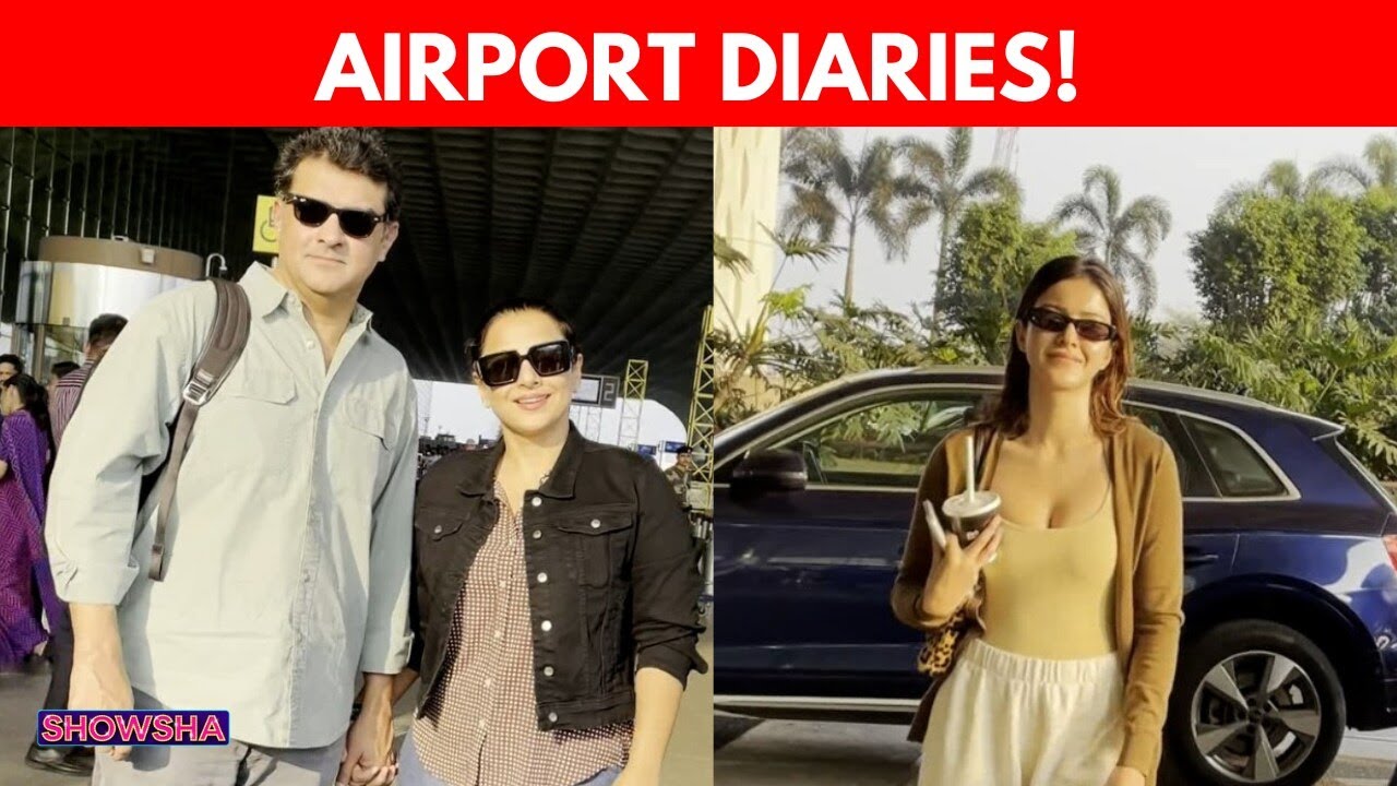 Vidya Balan Steps Out With Hubby Siddharth Roy Kapur, Shanaya Kapoor Slays Airport Look | WATCH