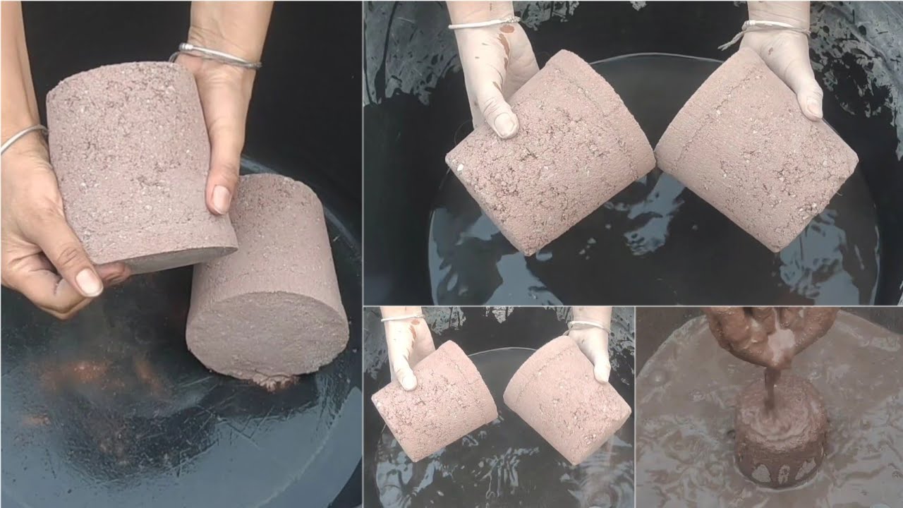 Asmr| very dusty crispy red dirt with white concrete crumbling dry and water 💦