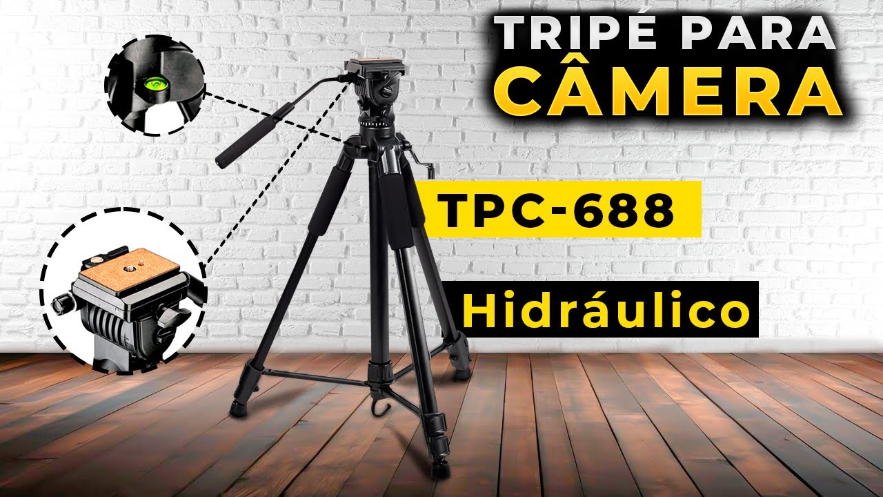 Tripé de Câmera Hidráulico Custo-Benefício de 2024 - TPC-688 da Sou Foto