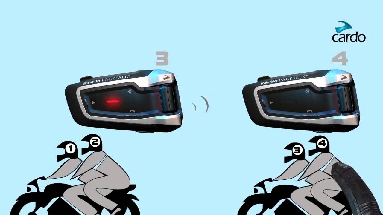 Cardo PACKTALK 4-way Bluetooth intercom pairing