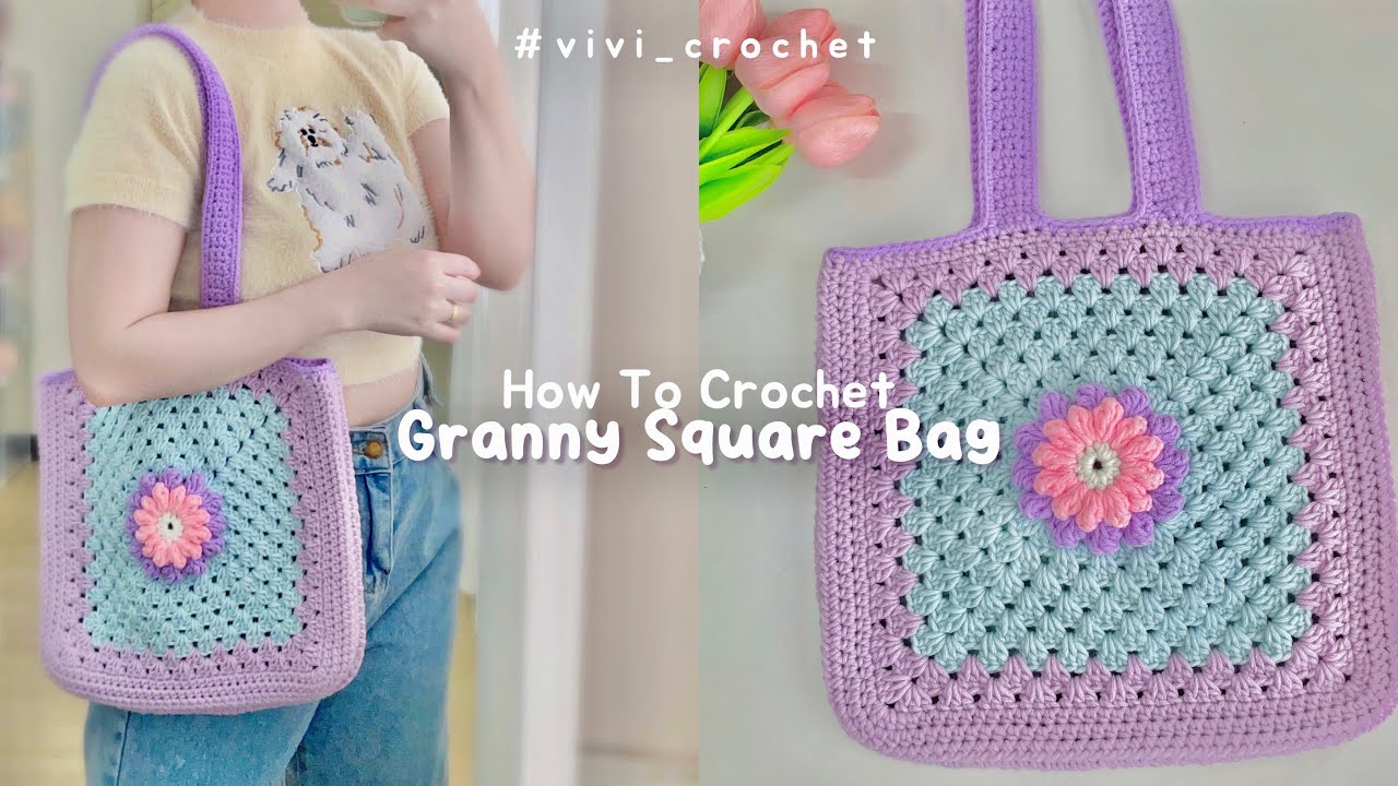🌼How To Crochet Granny Square Tote Bag🌼