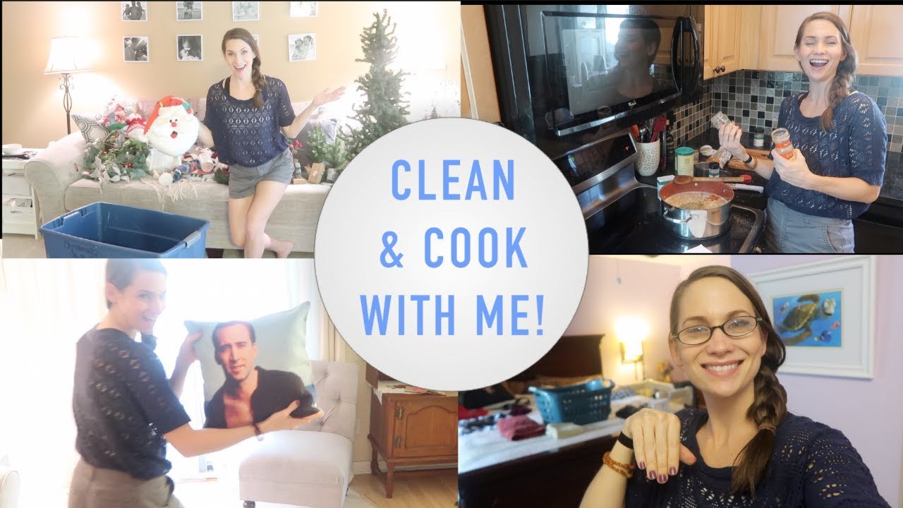 Clean & Cook With Me!  Putting Away Christmas Crap + Cooking Amazing Soup!  Mom Vlog