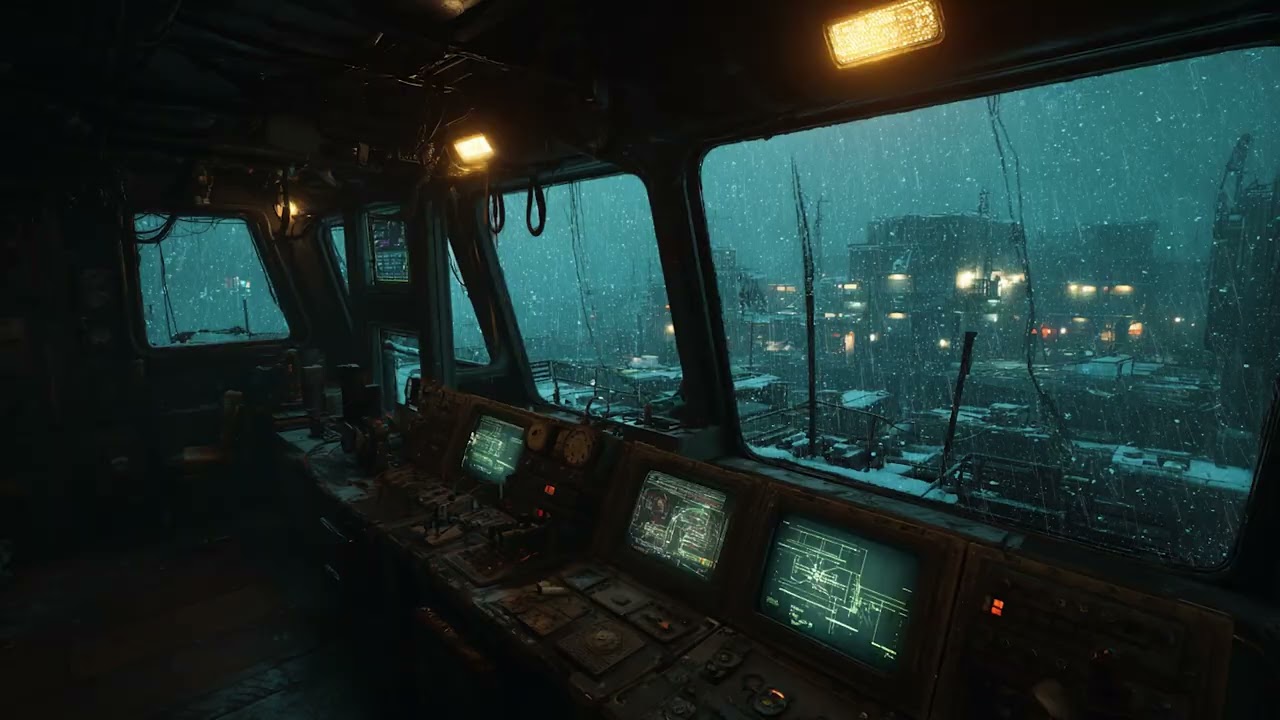 Cinematic Stormy Rain & Thunder in a Post-Apocalyptic Ship Cabin for Deep Focus and Immersion