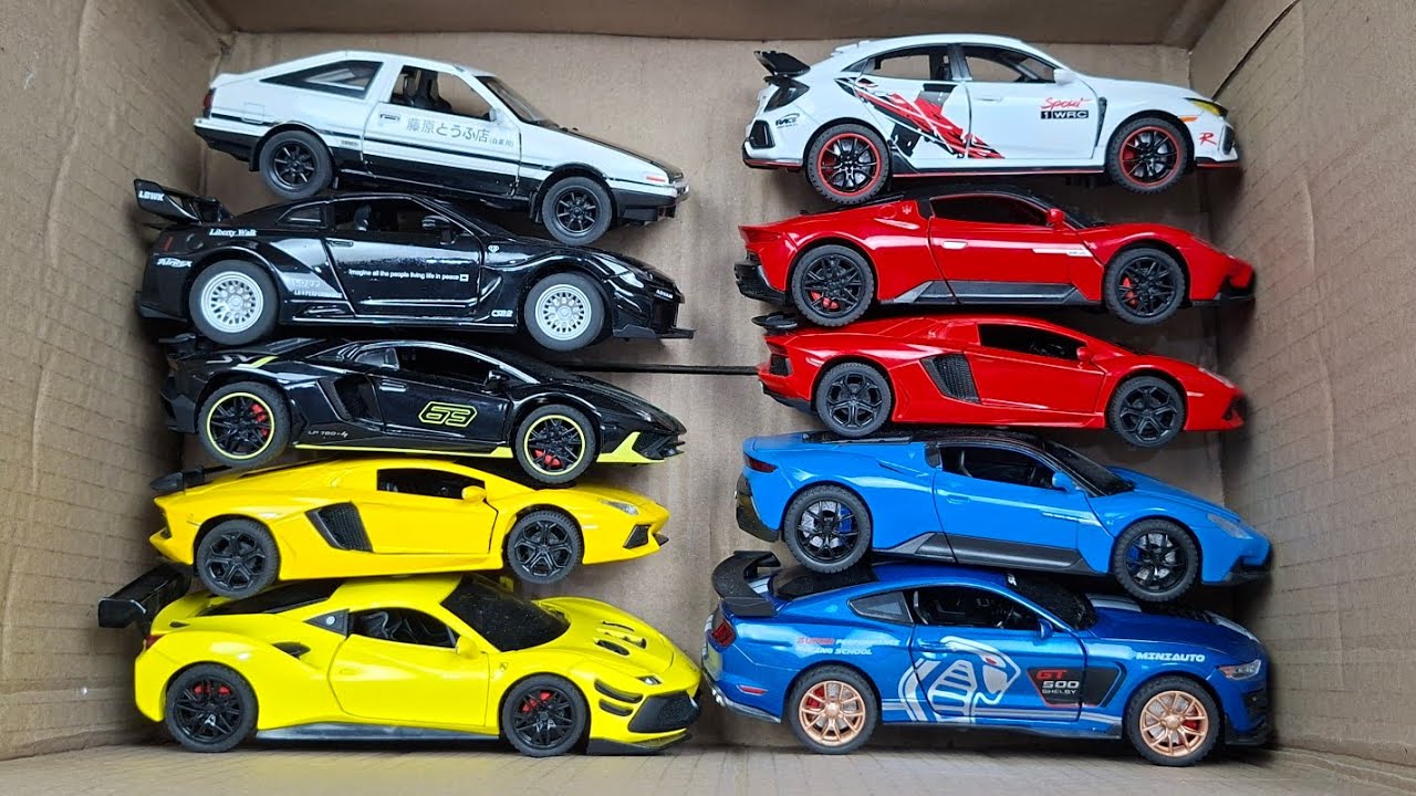 Box Full of Model Cars -Mazda Mx5, Koenigesgg Jesko, Lamborghini Scv12, Byd Yang Wang U8, Toyota Car
