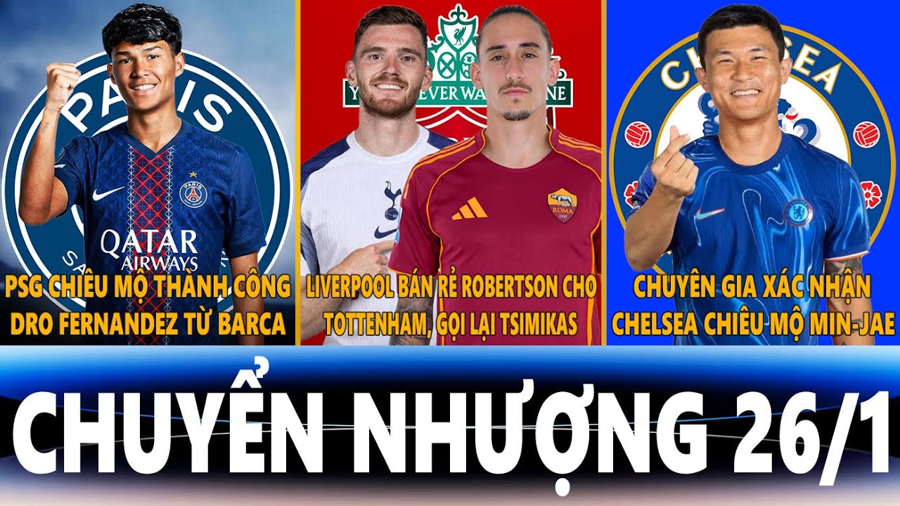 CHUYỂN NHƯỢNG 26/1 | PSG CHỐT XONG DRO, LIVER GỌI LẠI TSIMIKAS THAY ROBERTSON, CHELSEA CHIÊU MỘ KIM