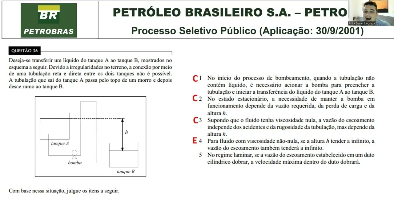Prova Químico de Petróleo Petrobras 2001   CESPE   Questões 36 a 40