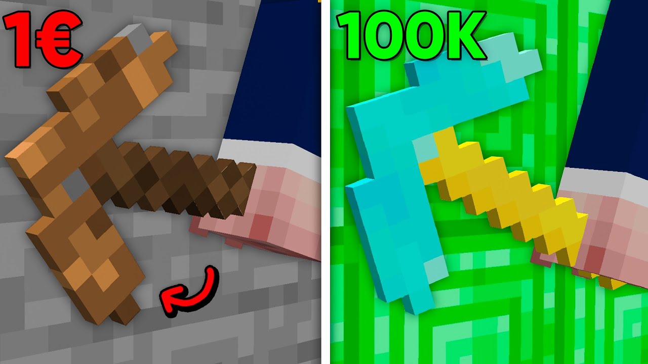 Je Finis Minecraft avec une Pioche à 1€ VS 100 000€ !