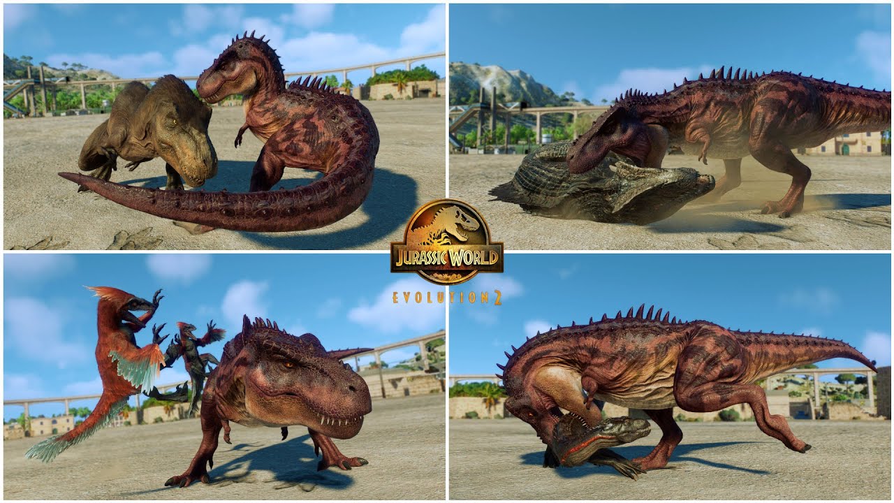 Tarbosaurus VS All Carnivores Dinosaurs & Killing Animations - Jurassic World Evolution 2