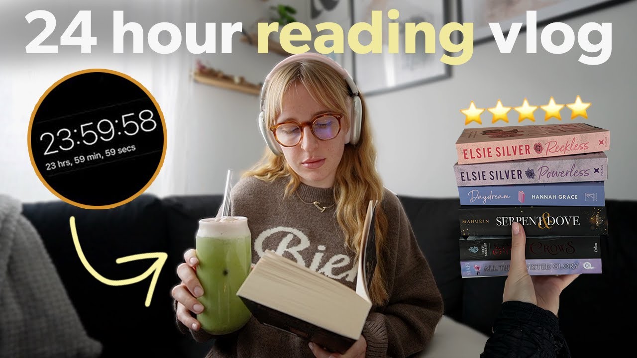 How much can I read in 24 hours? 📖🎧 24 hour reading challenge! Mood reading vlog!