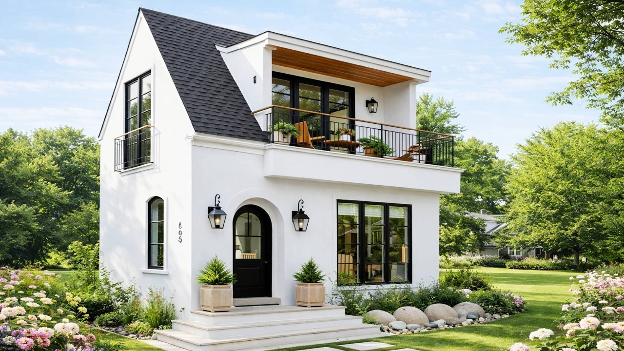 White Stucco + Black Accents = Instant Luxury (Small House Tour)
