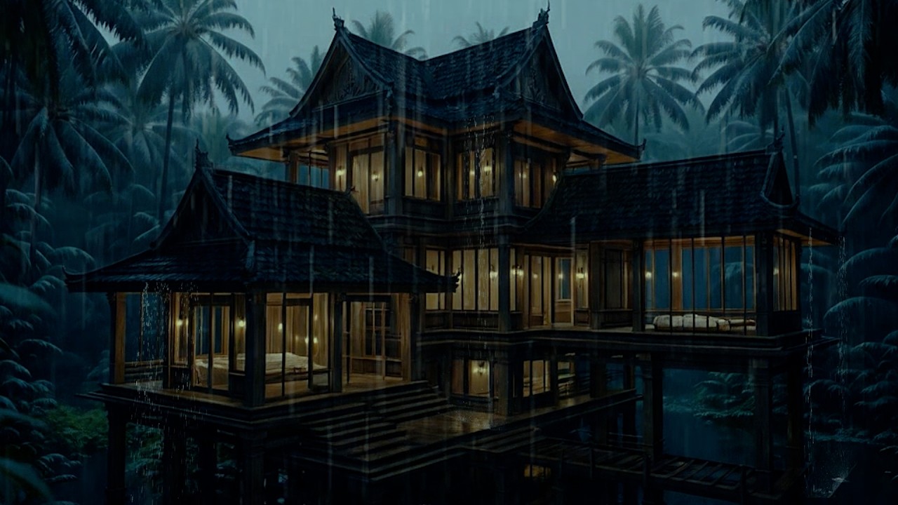 Rainy Atmosphere in a Double Decker Cabin | Calming Rain in the Forest for Sleep and Relaxation
