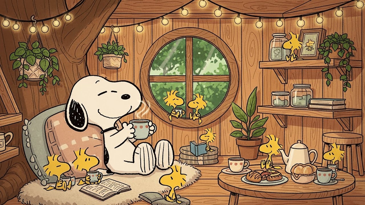 Cozy Cabin Jazz with Snoopy ☕ Warm Cottage Vibes for Relax, Study & Focus