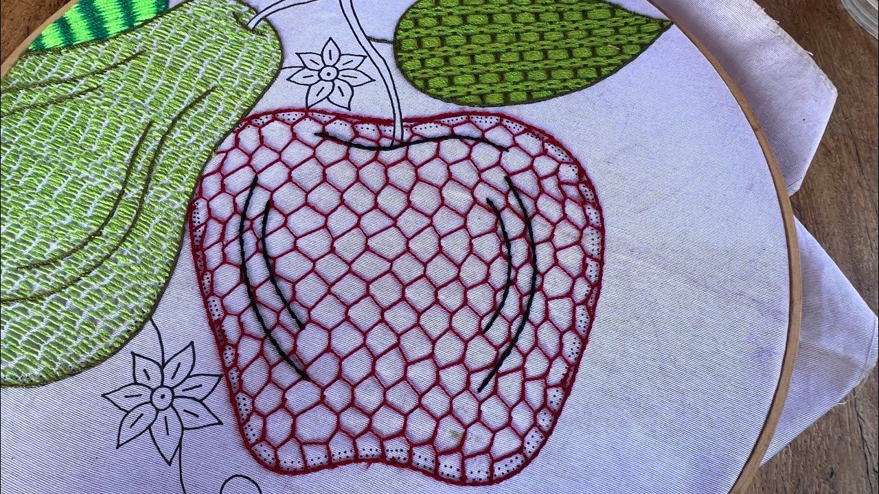PUNTADA FÁCIL PARA DISEÑOS GRANDES 😱puntada para manzana 🍎 ñ@tusideasenbordados 