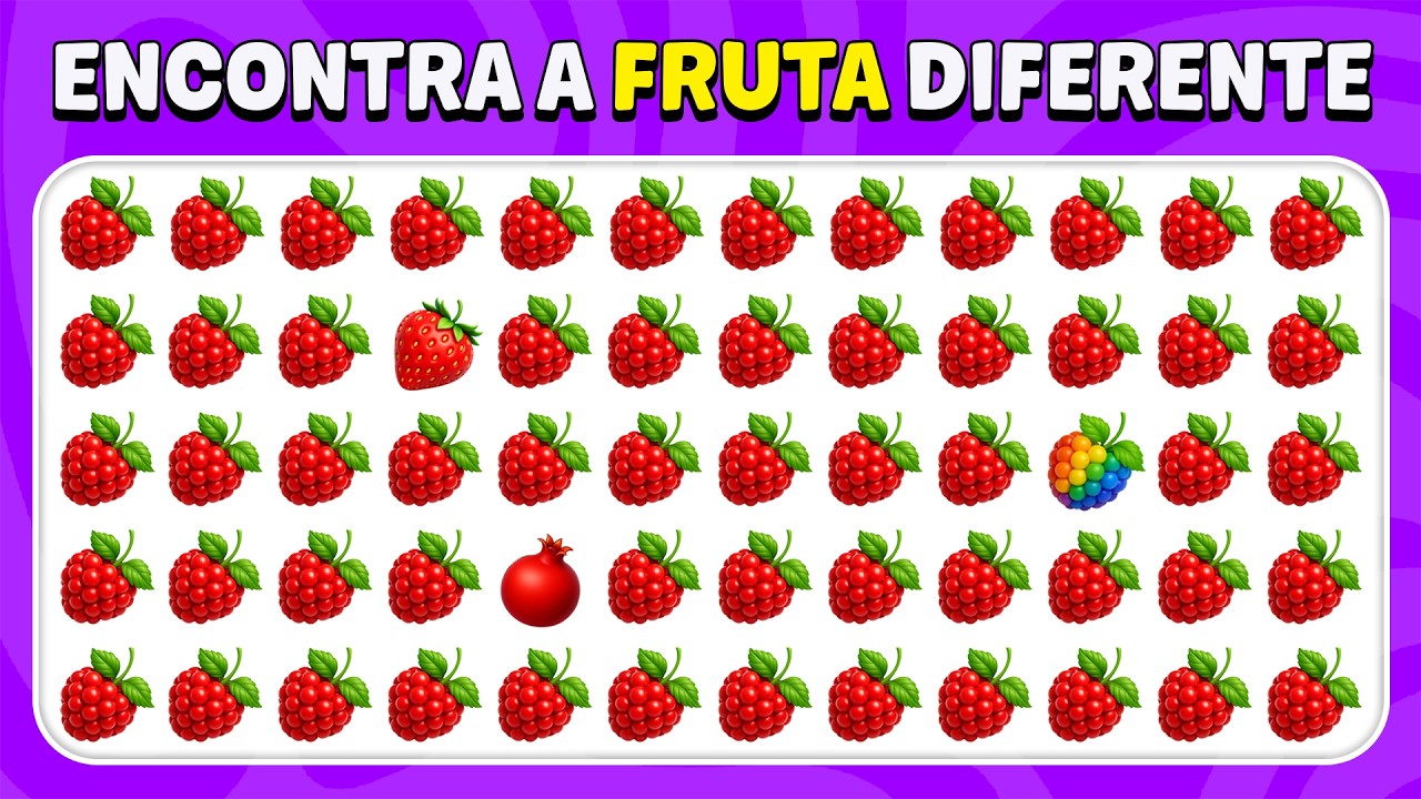 Encontra o Diferente - Edição de Frutas 🍎🍌🍇 | 40 Níveis | Fácil, Médio, Difícil - Abelha De Teste