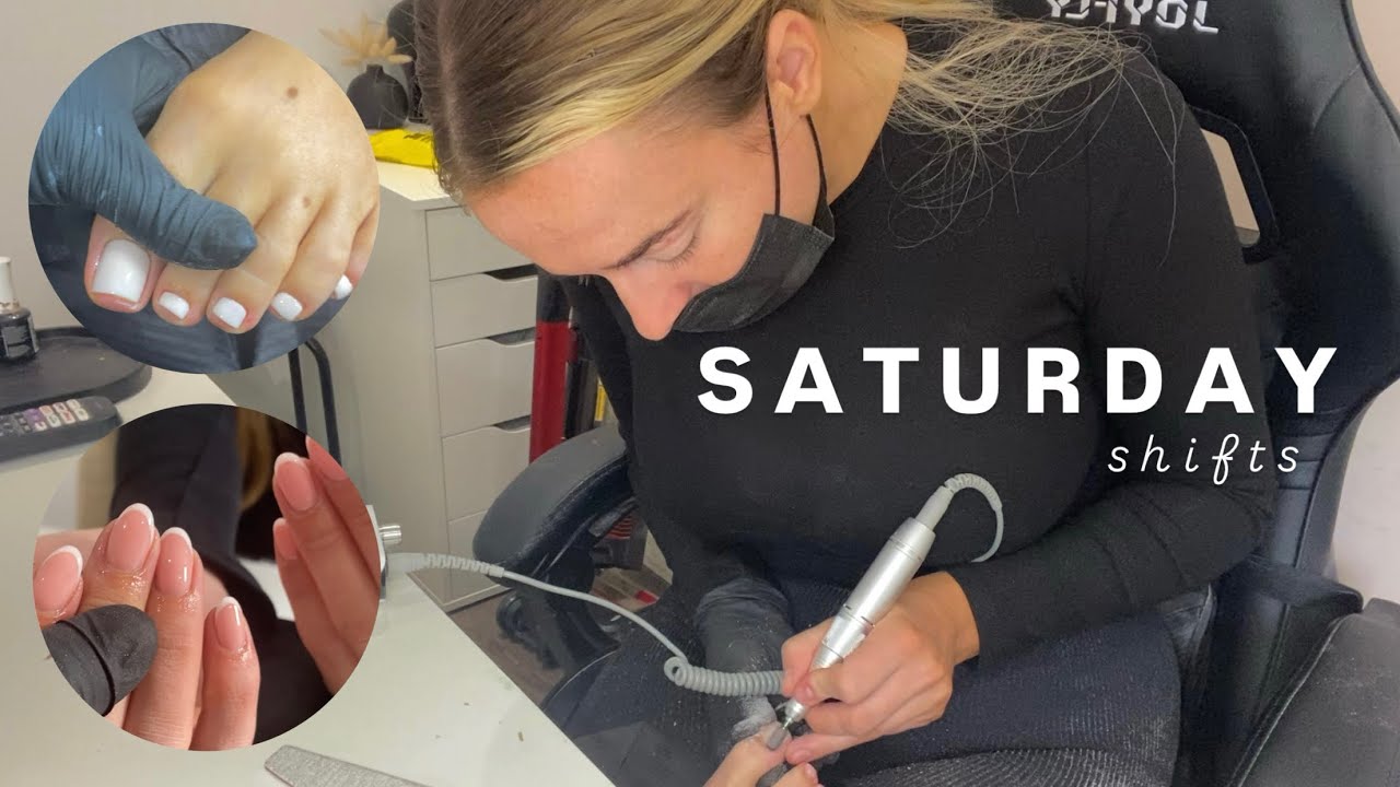 Come to work with me UK Nail Tech edition | ✨ 3 simple sets, salon clean up ✨ |