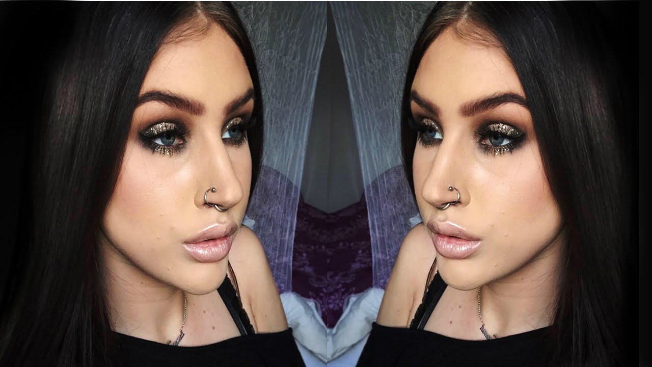 ♡ Gold smokey eye with glitter | NYE party makeup tutorial ♡