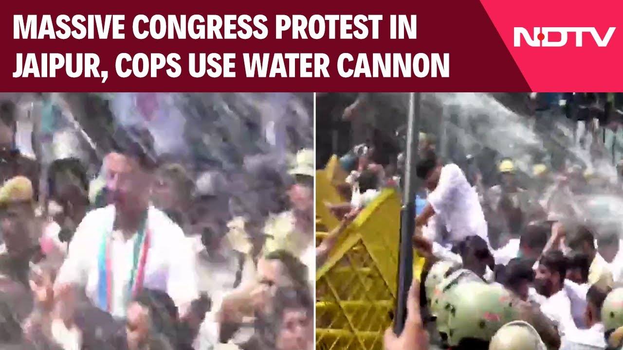 Jaipur Congress Protest | Congress Student Wing Protest In Jaipur, Water Cannons Used