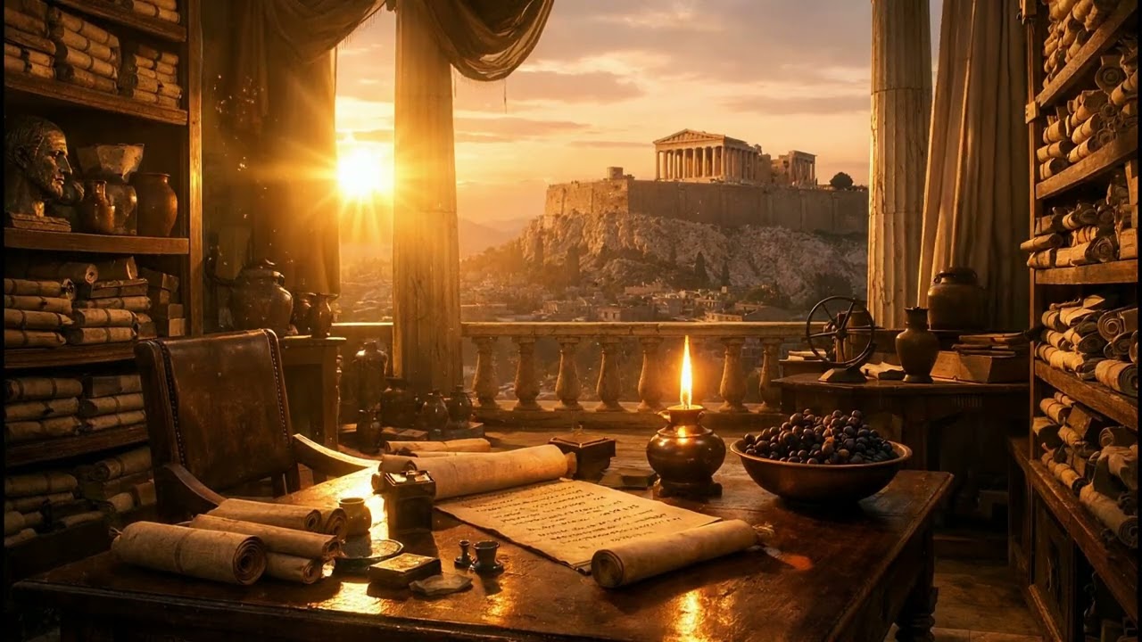 Study with Aristotle 🏛️ Ancient Greek Library Ambience | Deep Focus, Philosophy, History