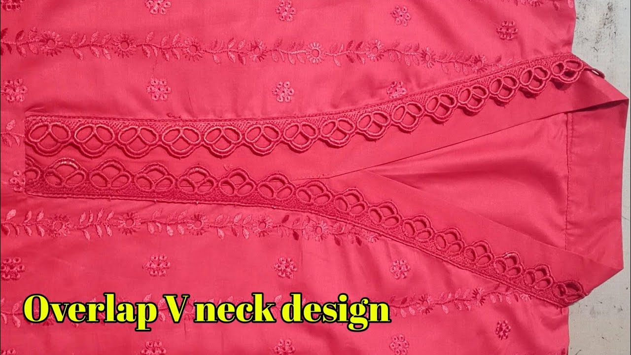 Overlap V neck design with lace|Chinese collar neck