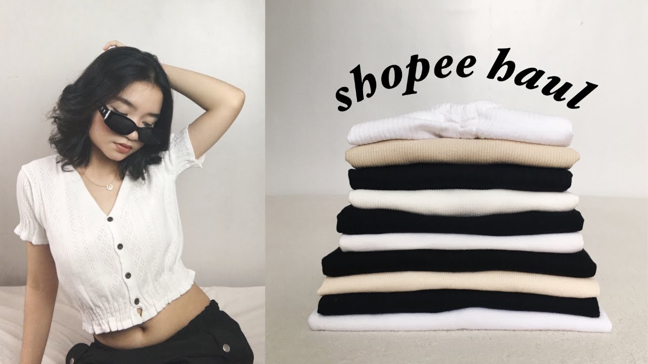 huge affordable SHOPEE try-on haul (clothes, shoes, bags)