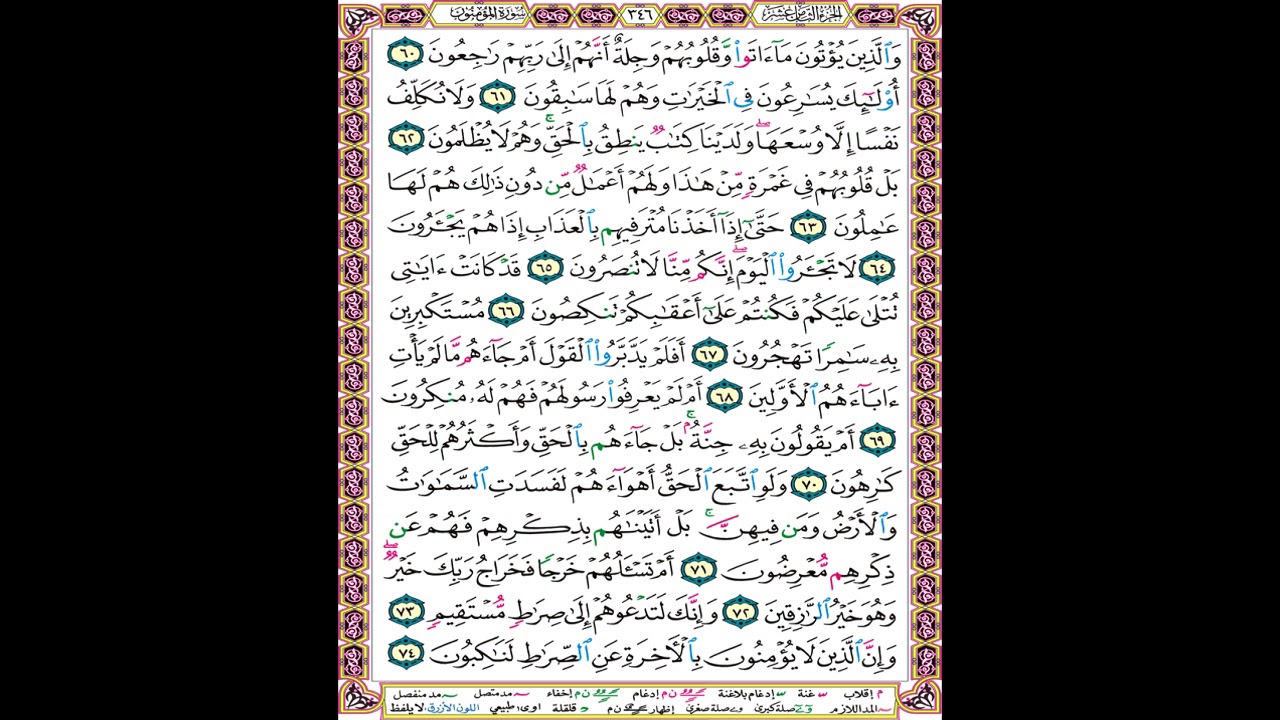 صفحة 346 من المصحف المعلم المرئي المسموع بصوت الشيخ محمود الحصري