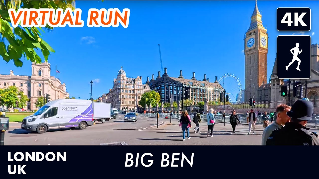Big Ben London Virtual Run 4K | Treadmill Running Video Through Central London